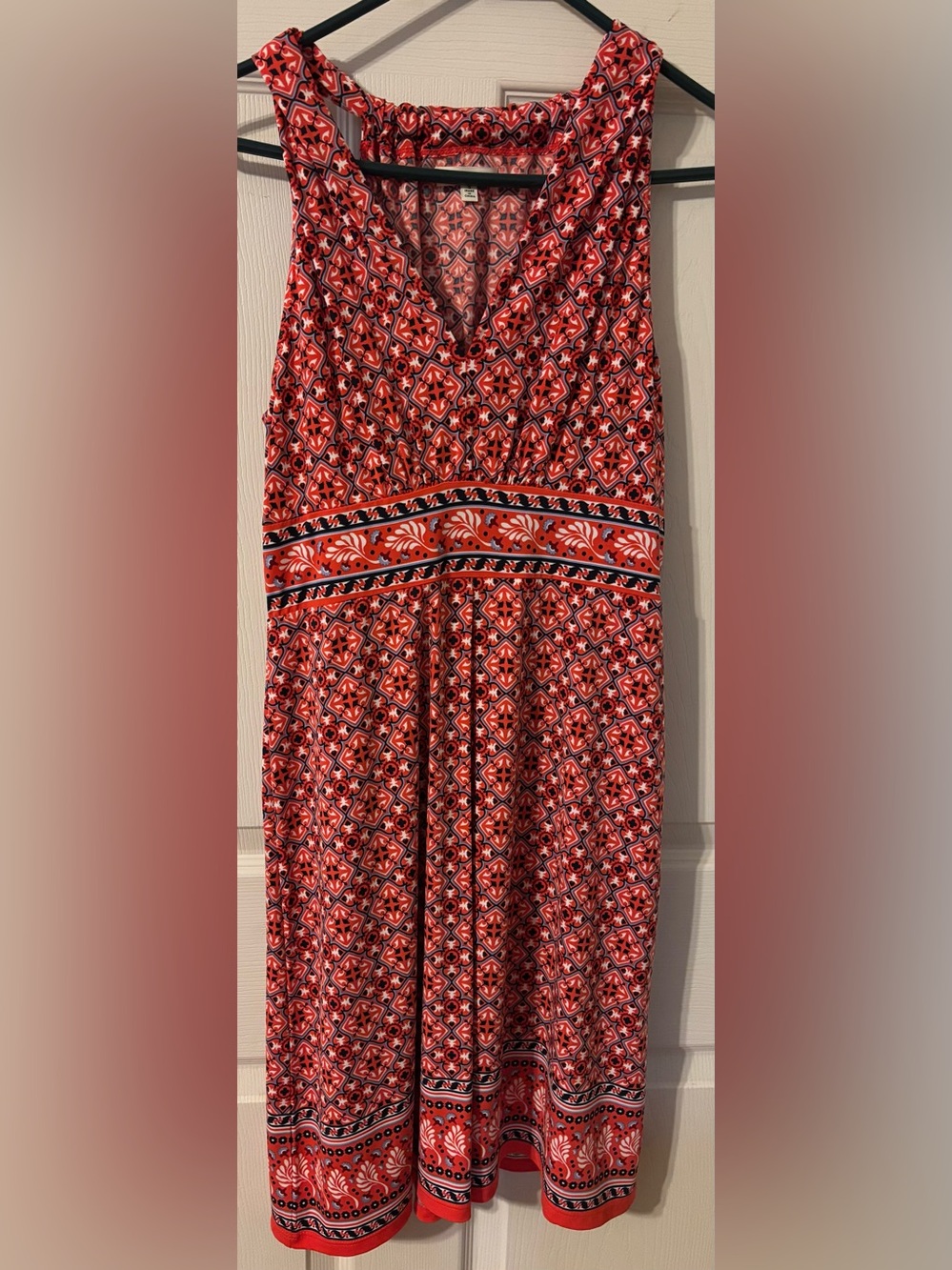 Max Studio Red and Black Geometric Print Maxi Skirt